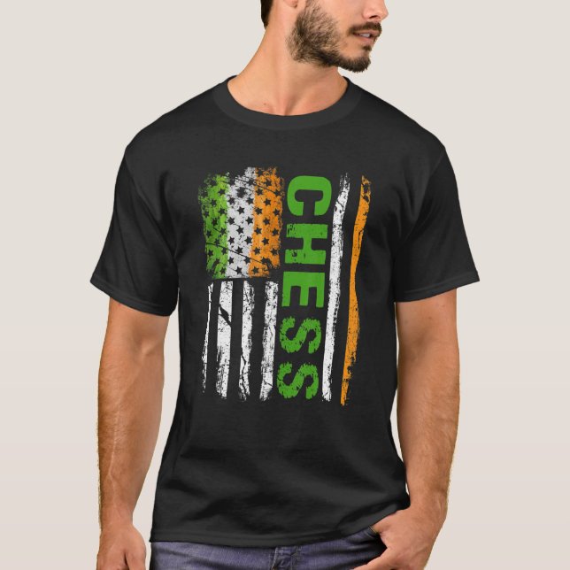 Chess American Flagga Distress St patrick's day T Shirt (Framsida)