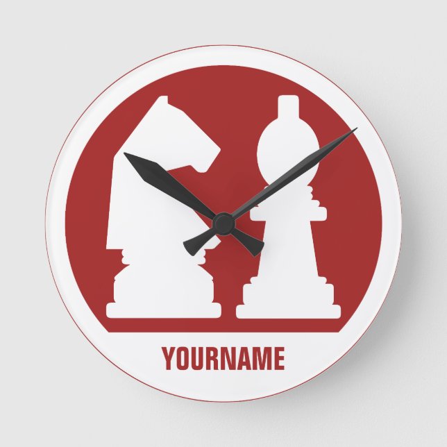 CHESS anpassningsbar monogram och färg väggur (Framsida)