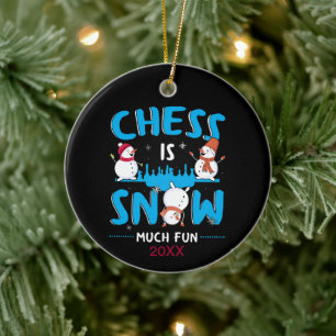 Chess är Snö Mycket Roligt - Winter Helgdag Snögub Julgransprydnad Keramik
