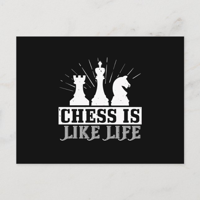 Chess är som liv inbjudan vykort (Framsida)