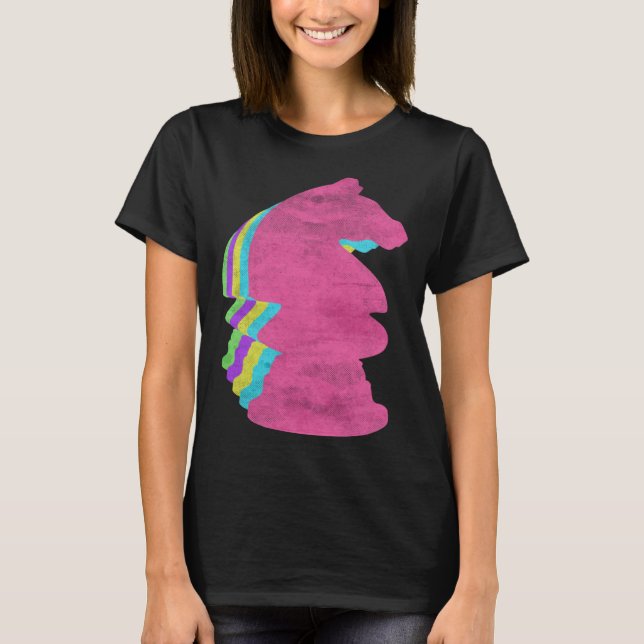 Chess Biet Knight 80s Färg 1980-talet T Shirt (Framsida)
