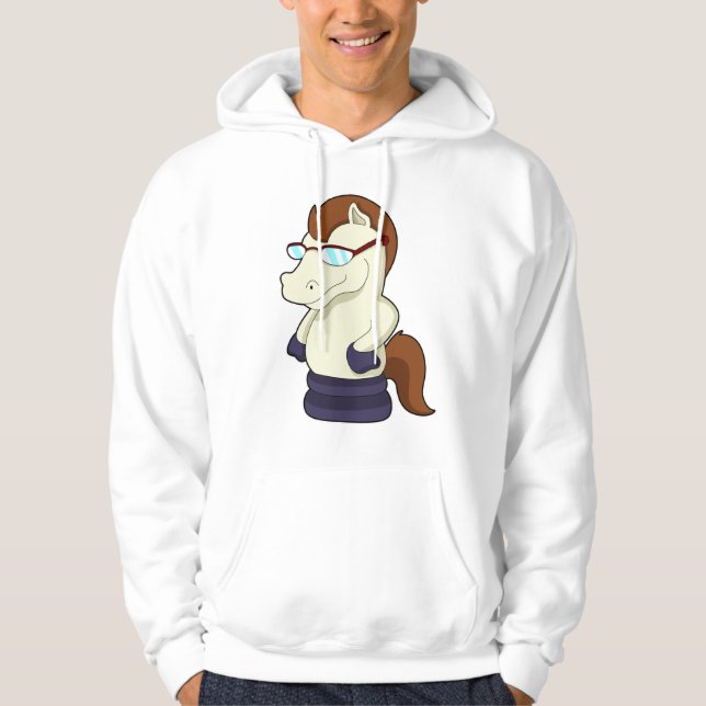 Chess biet Knight as as Horse with Sunglasses Hoodie (Framsida)