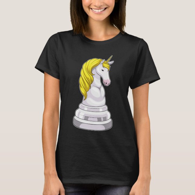 Chess biet Knight Unicorn Chess T Shirt (Framsida)