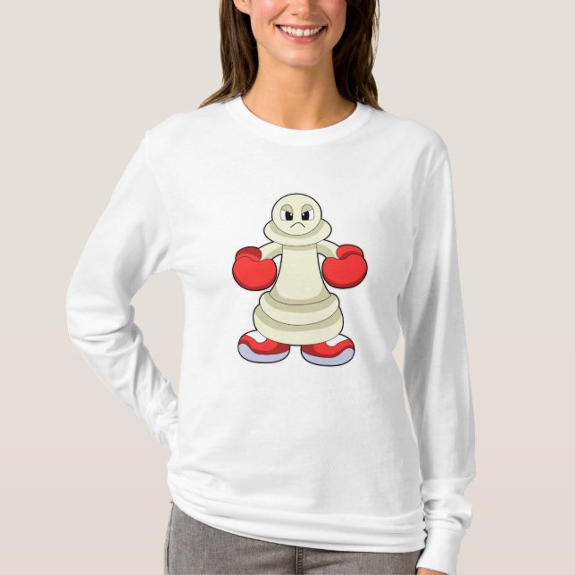 Chess biet Pawn som Boxer med Boxing handskar T Shirt (Framsida)