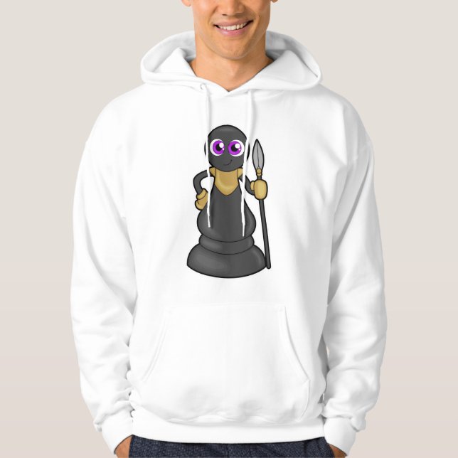 Chess biet Pawn vid Chess med Spear Hoodie (Framsida)