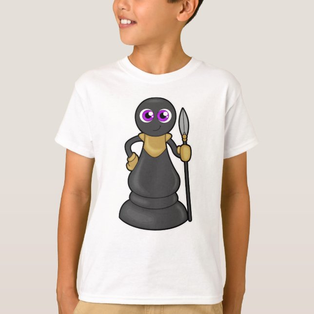 Chess biet Pawn vid Chess med Spear T Shirt (Framsida)