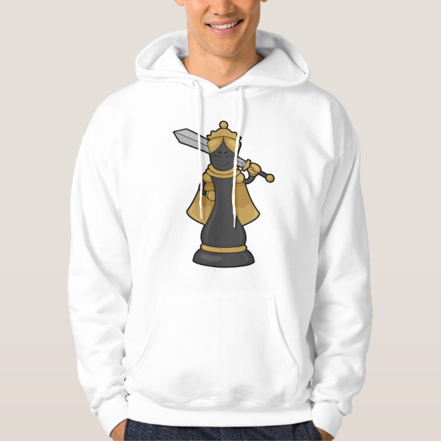 Chess biet Queen vid Chess med Sword Hoodie (Framsida)