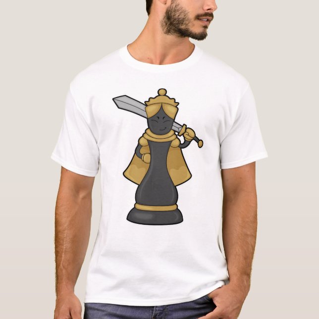 Chess biet Queen vid Chess med Sword T Shirt (Framsida)