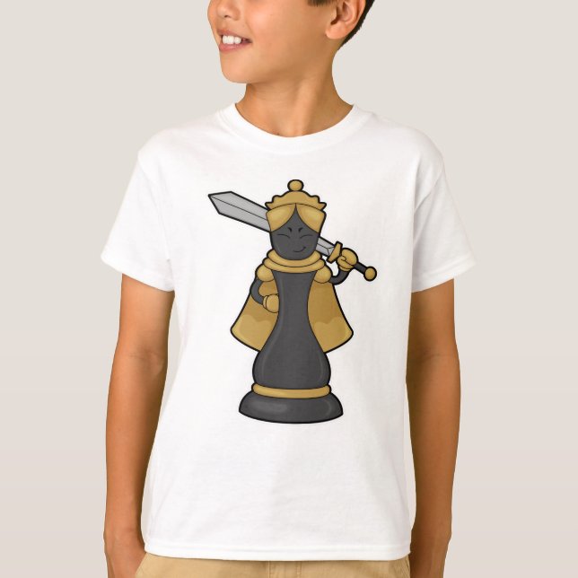 Chess biet Queen vid Chess med Sword T Shirt (Framsida)