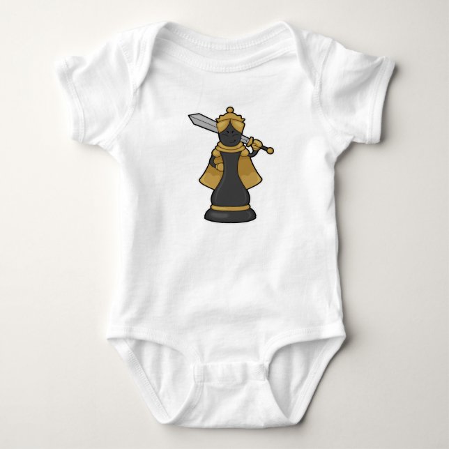 Chess biet Queen vid Chess med Sword T Shirt (Framsida)
