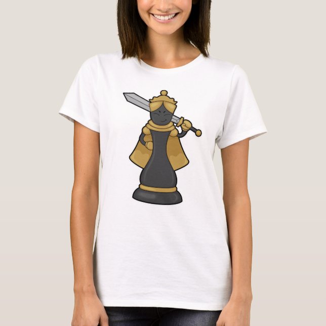Chess biet Queen vid Chess med Sword T Shirt (Framsida)