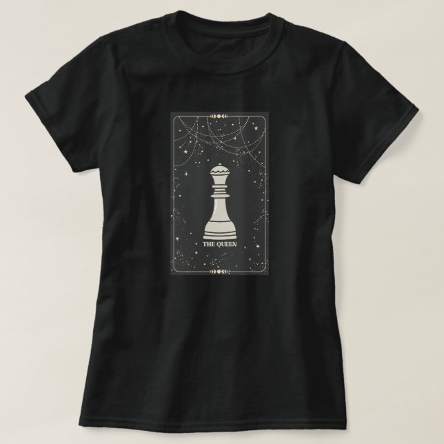 Chess biet, ram-retro på drottningtarotkortet t shirt (Design framsida)