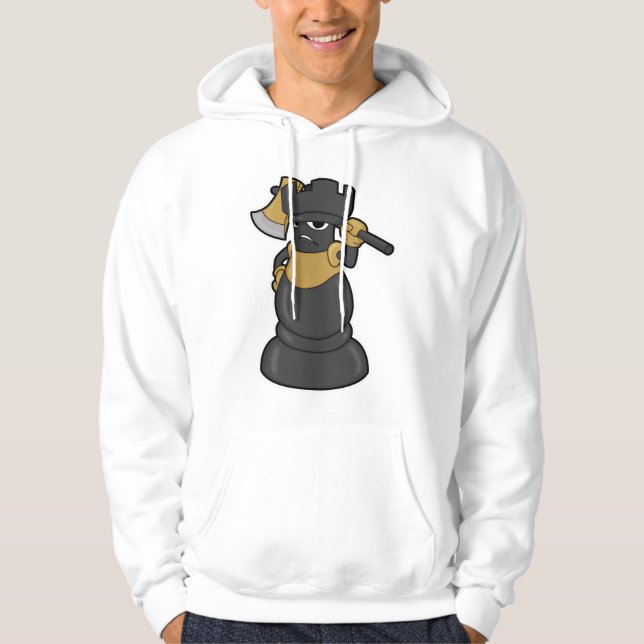 Chess biet Rook vid Chess med Ax Hoodie (Framsida)