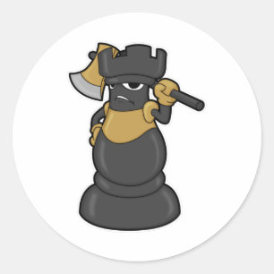 Chess biet Rook vid Chess med Ax Runt Klistermärke