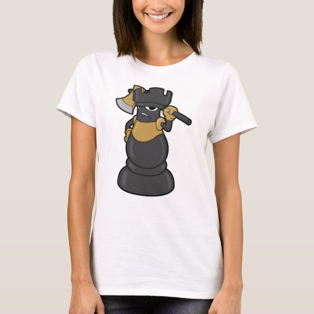 Chess biet Rook vid Chess med Ax T Shirt (Framsida)