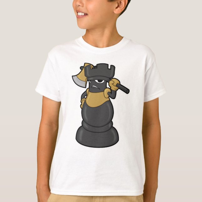 Chess biet Rook vid Chess med Ax T Shirt (Framsida)