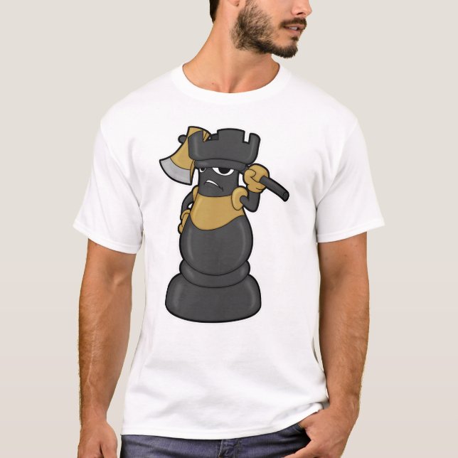 Chess biet Rook vid Chess med Ax T Shirt (Framsida)
