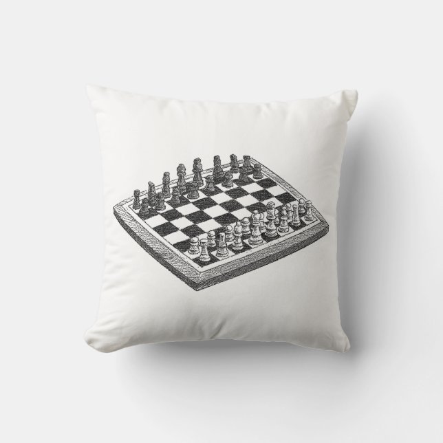 Chess Board and Chess Delar Vintage Art Kudde (Framsida)