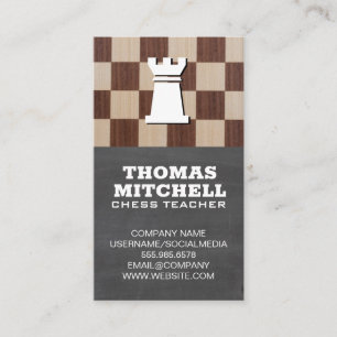 Chess Board and Rooks Chalkboard Visitkort