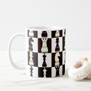 Chess Board Black och White Mönster Kaffemugg