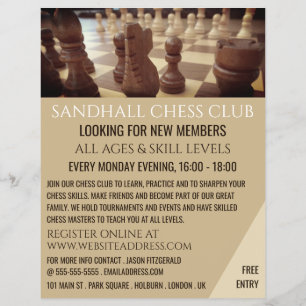 Chess Board, Chess Klubb Advertising Flyer