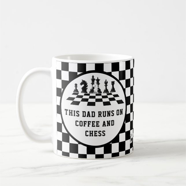 Chess Board & Delar Game Fars dag Pappa Gift Kaffemugg (Vänster)