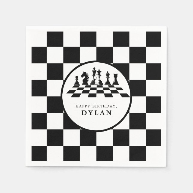 Chess Board & Delar Game Night Grattis på födelsed Pappersservett (Framsidan)
