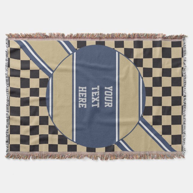 Chess Board Mönster + din backgr. färg & text Mysfilt (Framsidan)