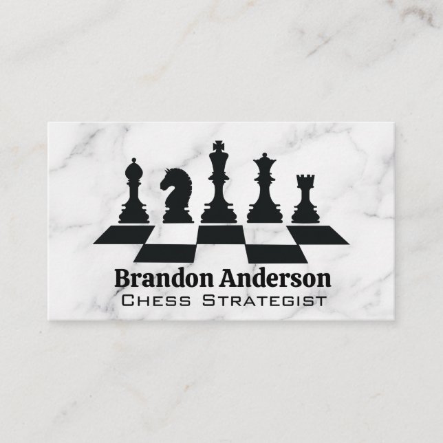Chess Board och Biet | Marble Background Visitkort (Framsida)