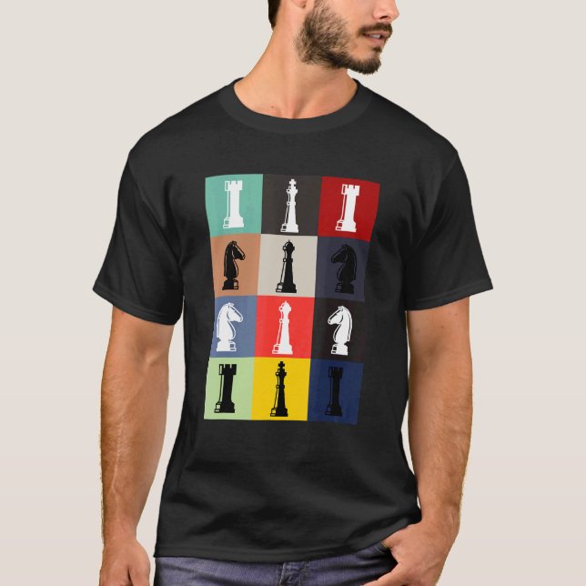 Chess Board Pop Art Stil Chess Biet Chess Game T Shirt (Framsida)