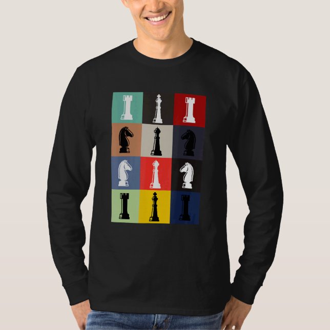 Chess Board Pop Art Stil Chess Biet Chess Game T Shirt (Framsida)