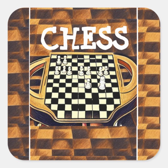 CHESS BOARD STIL FYRKANTIGT KLISTERMÄRKE (Framsida)