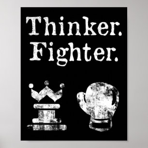 Chess Boxer Thinker Fighter Boxing Chess Älskare G Poster