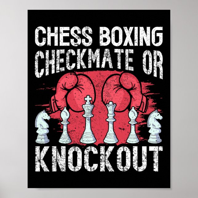 Chess Boxing Checkmat eller Roligt för blockering Poster (Framsidan)