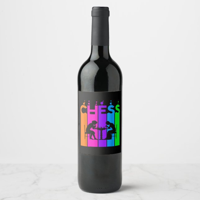 Chess Bubble Hobby och Sport Gift Idea Vinflaska Etikett (Framsida)