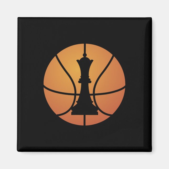 Chess Bysketbyll Gift Roligt for Game Board Kung C Magnet (Framsidan)