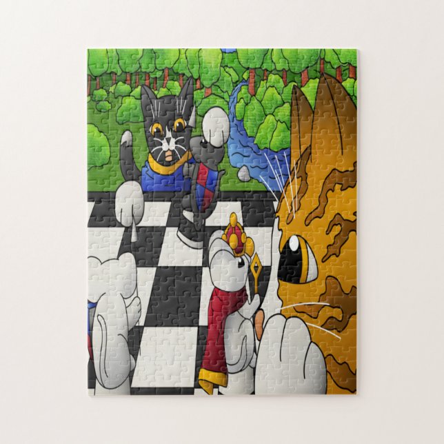 Chess Cats i parken Pussel (Vertikal)