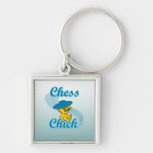 Chess-Chick nr 3 Fyrkantig Silverfärgad Nyckelring