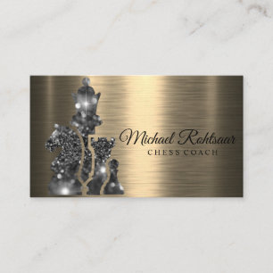 Chess Coach Kung Metallic Silver Faux Business Car Visitkort