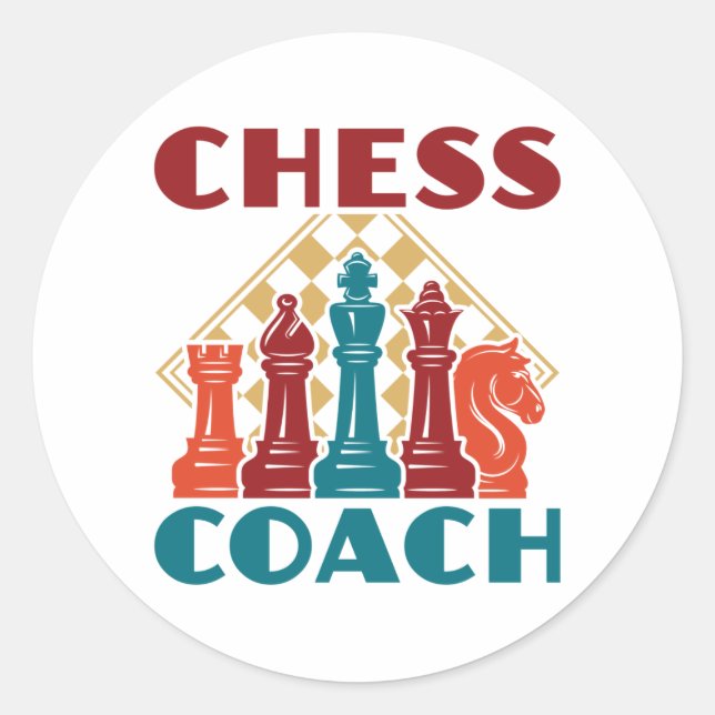 Chess Coach Runt Klistermärke (Framsida)