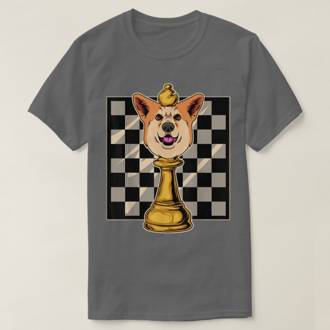 Chess Corgi Hund T Shirt (Design framsida)