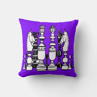 Chess decor pillow black white purple pillow kudde