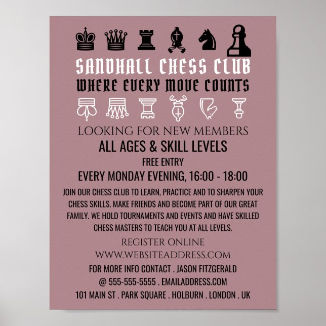 Chess Delar, Chess Klubb Advertising Poster (Framsidan)