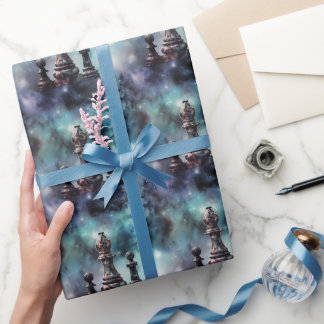 Chess Delar Classic Blue Nebula Galactic Space Presentpapper