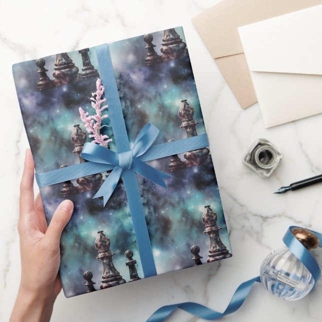 Chess Delar Classic Blue Nebula Galactic Space Presentpapper (Gifting)