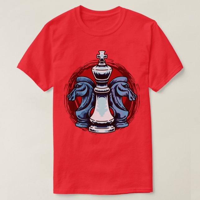 Chess Delar Kung och Knight Chess-spelare T Shirt (Design framsida)