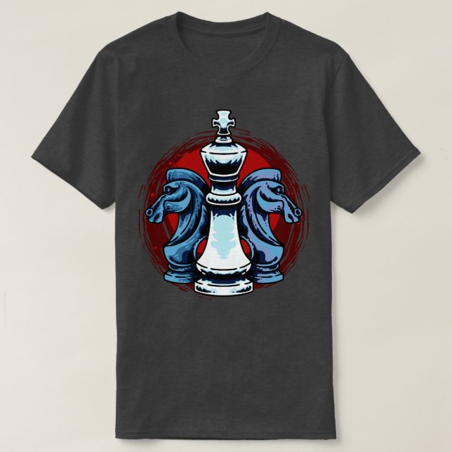Chess Delar Kung och Knight Chess-spelare T Shirt (Design framsida)