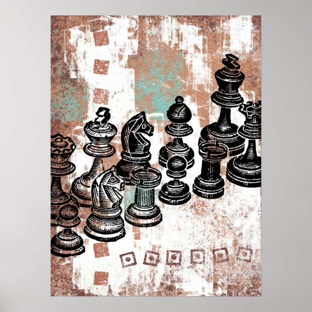 Chess Delar Poster väggkonst (Framsidan)