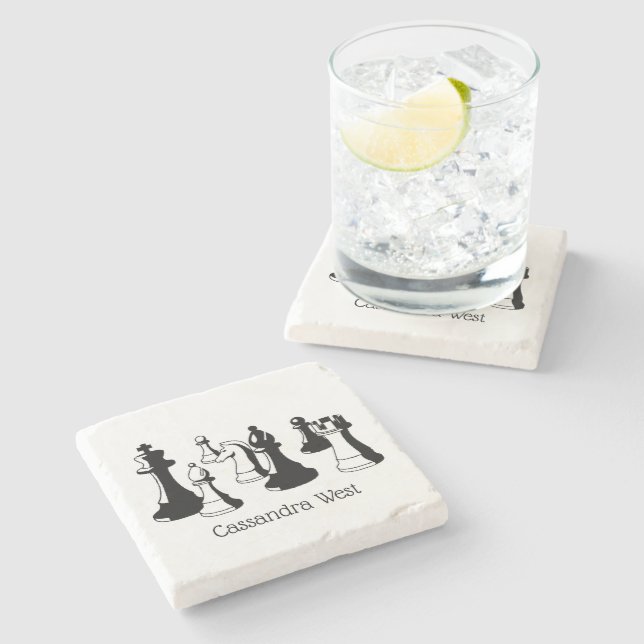 Chess Delar Vintage Art #2 Stenunderlägg (Sidan)