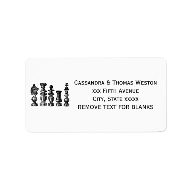 Chess Delar Vintage Art Adressetikett (Framsidan)
